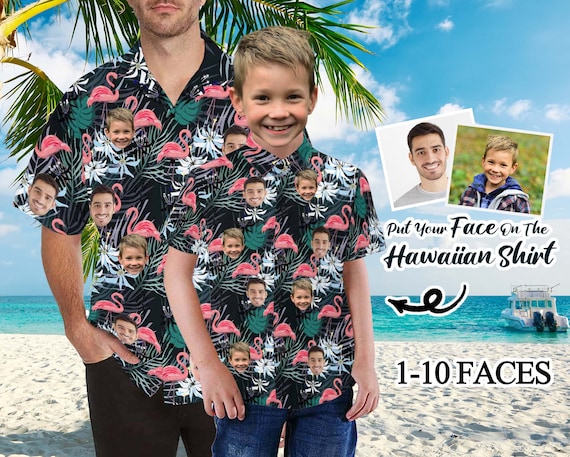 Father and Son Matching Hawaiian Shirt, Custom Face Father and