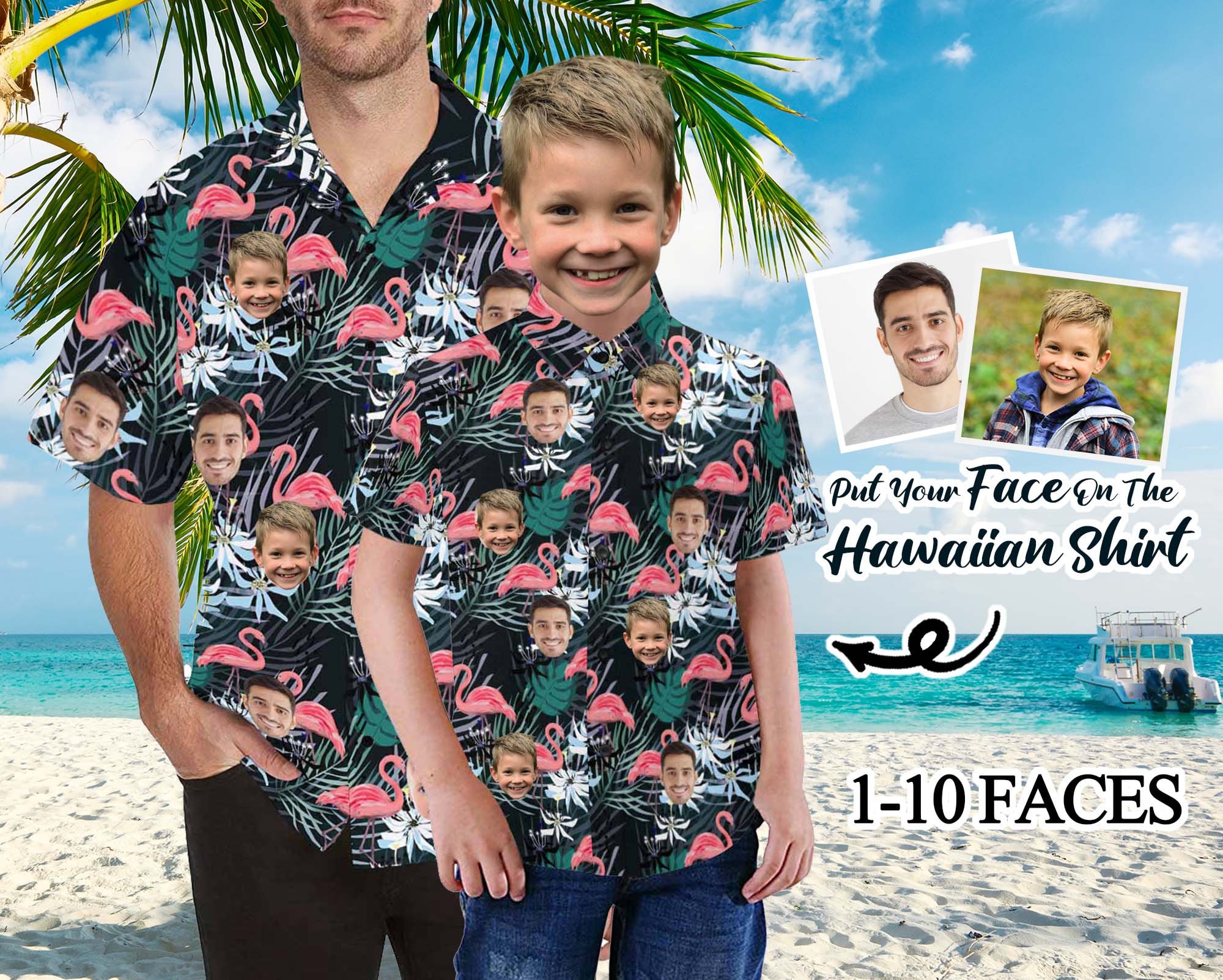 Father and Son Matching Hawaiian Shirt Custom Face Father and Baby Shirt Hawaiian Shirt for Kids Matching Shirt for Dad and Son Etsy