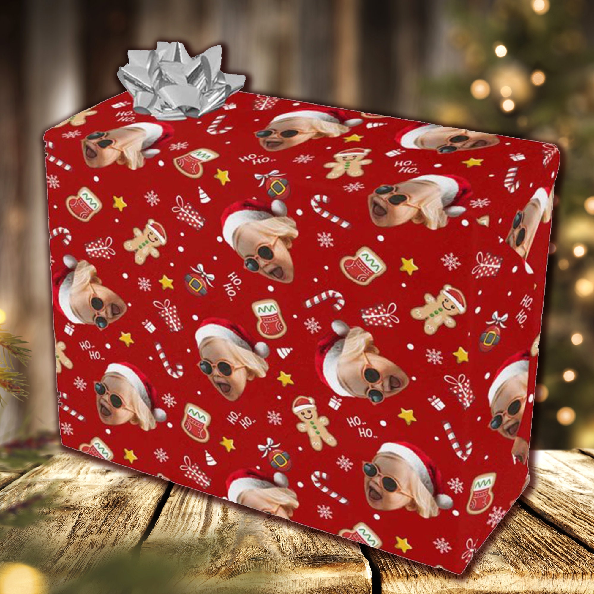 Christmas Wrapping Paper, Personalized Gift Paper, Custom Face Paper, Funny Gift Wrap, Xmas Gift Wrapping, Photo Wrapping Paper