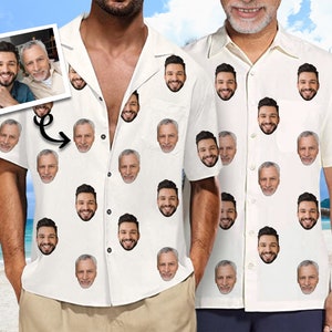 Custom Face Shirt, Personalized Hawaii Shirt with Pictures,  Photo shirt for Men, Father's Day gift, Beach Shirt Button Down Shirt
