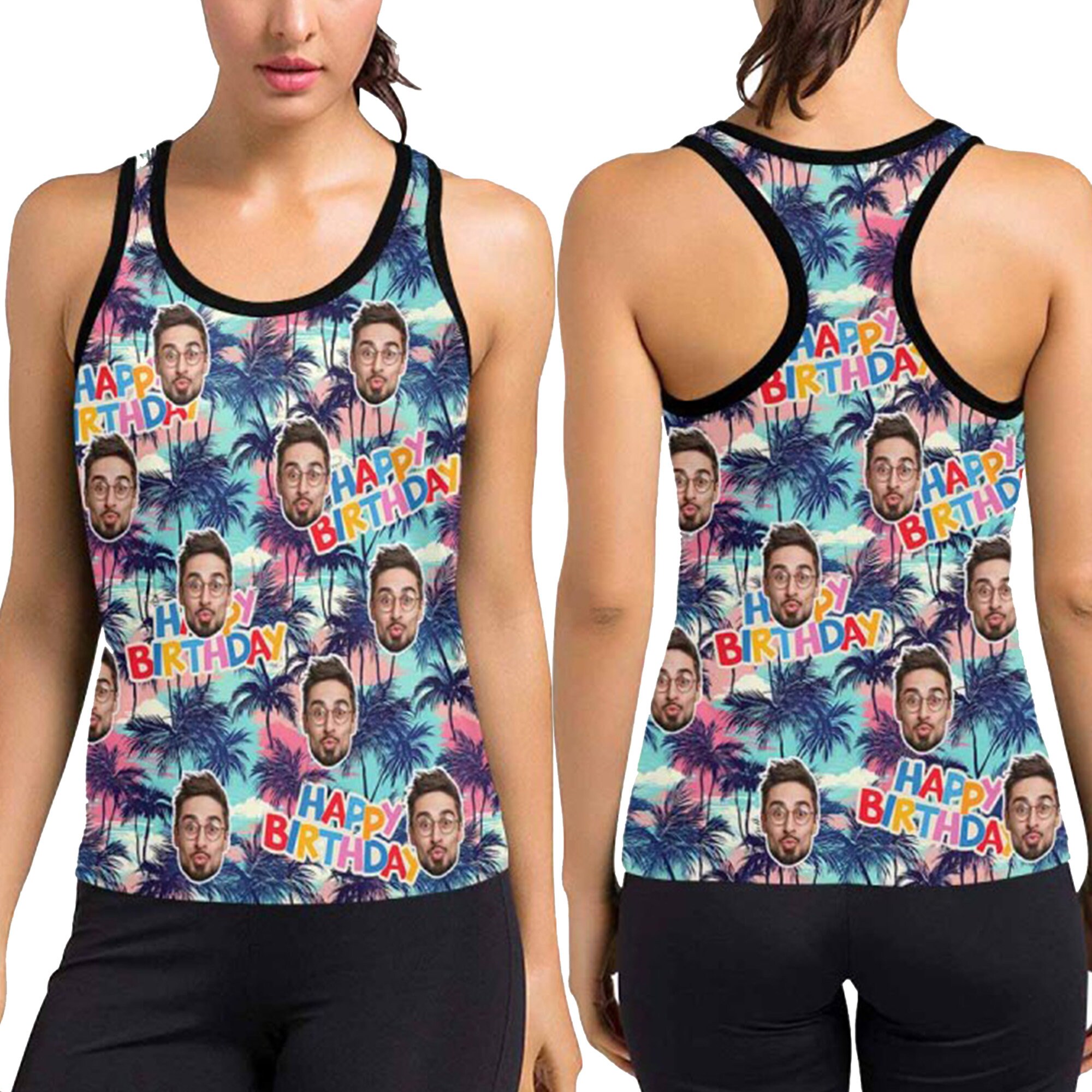 Customised Top Fun Custom Face Tank Top: Funny Birthday Gift, All Over Print - Etsy