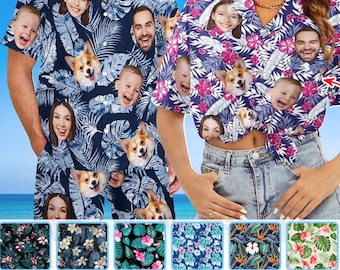 Custom Hawaiian Shirt with Face, Custom Face Shirts, Bachelor Party Shirts, Custom Swim Trunks, Hawaii Party Shirt, Couples Hawaiian Shirt
