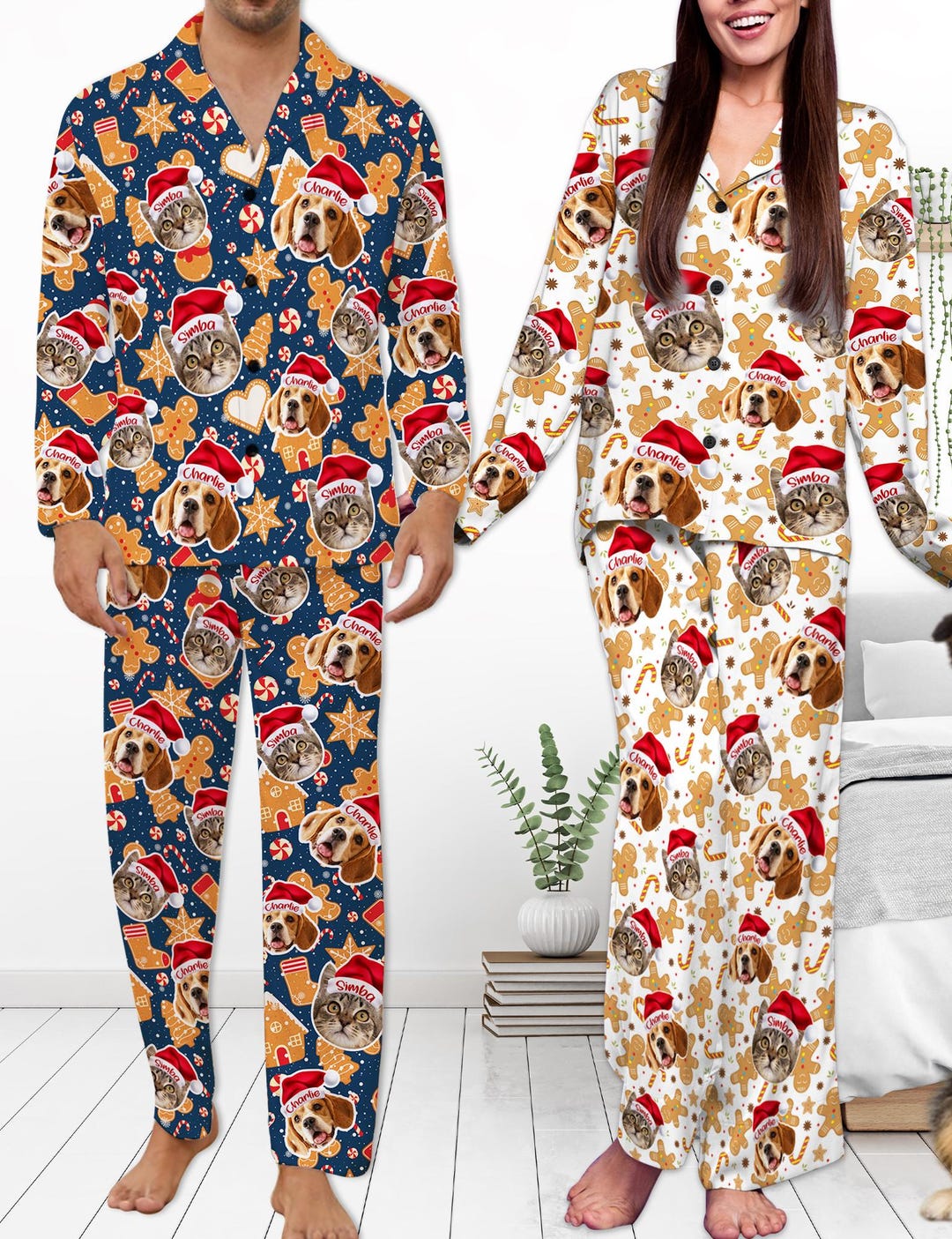Doggie Christmas Baubles Adult Pajamas Set Matching