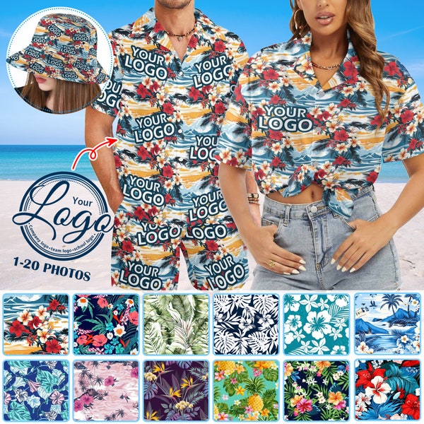 Personalozed  Hawaiian Shirt, Custom Logo Shirts, Button Downs Shirt for Men, BBQ Shirt, Logo Shirt Men, Logo Hat, Company Shirts with Logo