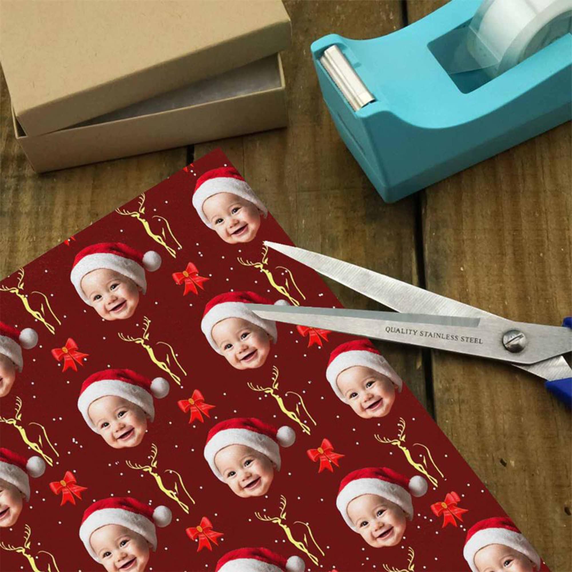 Christmas Wrapping Paper, Personalized Gift Paper, Custom Face Paper, Funny Gift Wrap, Xmas Gift Wrapping, Photo Wrapping Paper
