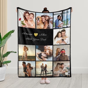 Personalized Photo Collage Blanket, Custom Flannel Throw for Mom, Mother's Day Gift