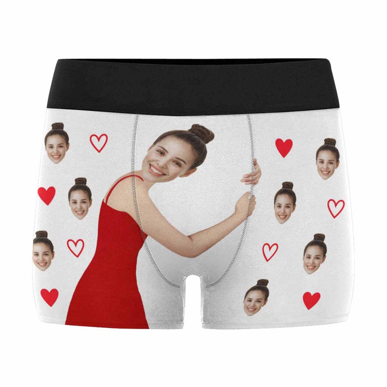 Personalize Boxers with Face, Custom Photo Man's Underwear, Gift for Man, Anniversary/Birthday/Wedding Gifts, Black/Grey/White/Blue Boxers White