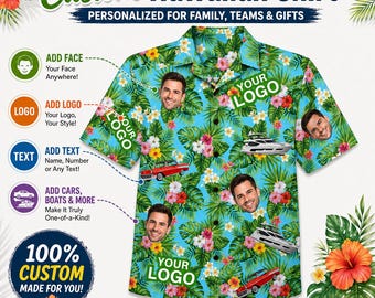 Custom Hawaiian Shirt: Personalized Photos, Logos, Text (All-Over Print)