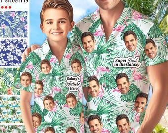 Photo Fathers Day Gifts, Custom Face Hawaiian Shirt, Super Dad Personalized Aloha Shirt