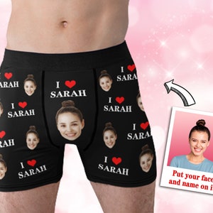 Personalised Valentine Day Picture Tearing Out Shorts Boxer Your Image  Underwear 