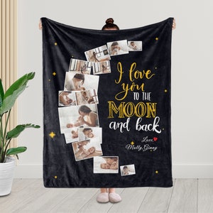 I Love You To the Moon and Back Blanket for Mother, Custom Mothers Day Blanket, Personalized Mother Birthday Gift for Mom