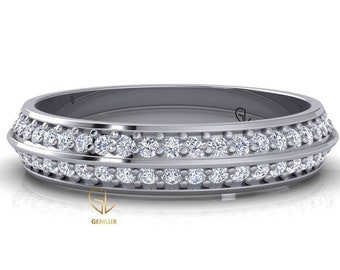Full Eternity Wedding Band, Knife Edge Diamond Gold Band, Certified Natural Diamond Round Cut GH SI1 Colour Band, Eternity Diamond Gold Ring