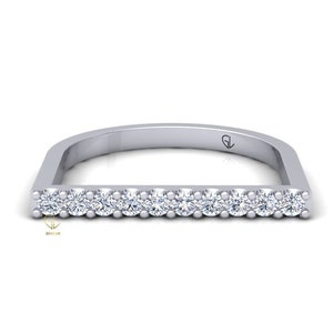 Banda de eternidad, anillo de apilamiento, banda de diamantes, banda de boda, anillo minimalista, banda de color GH SI1 de corte redondo de diamante natural certificado, oro de 14 quilates