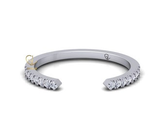 Gecertificeerde natuurlijke diamant rond geslepen GH/SI1 kleur verlovingstrouwring, sierlijke open manchet diamant minimalistische band, 10K 14K 18K gouden ring