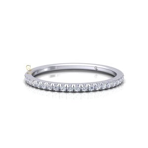 Alianza de compromiso minimalista apilable con diamante natural certificado de talla redonda GH SI1, alianza de boda de media eternidad, oro de 10 quilates, 14 quilates y 18 quilates, regalo para ella