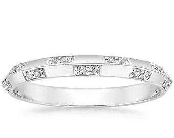 Knife-Edge Full Eternity Band, Certified Lab Diamond Round Cut ring, 14K Rose Solid Gold Band,