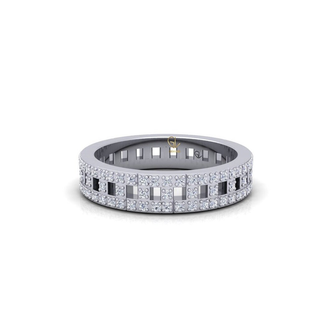 Full Eternity Round Cut Diamond Wedding Band, Engagement Matching Band ...