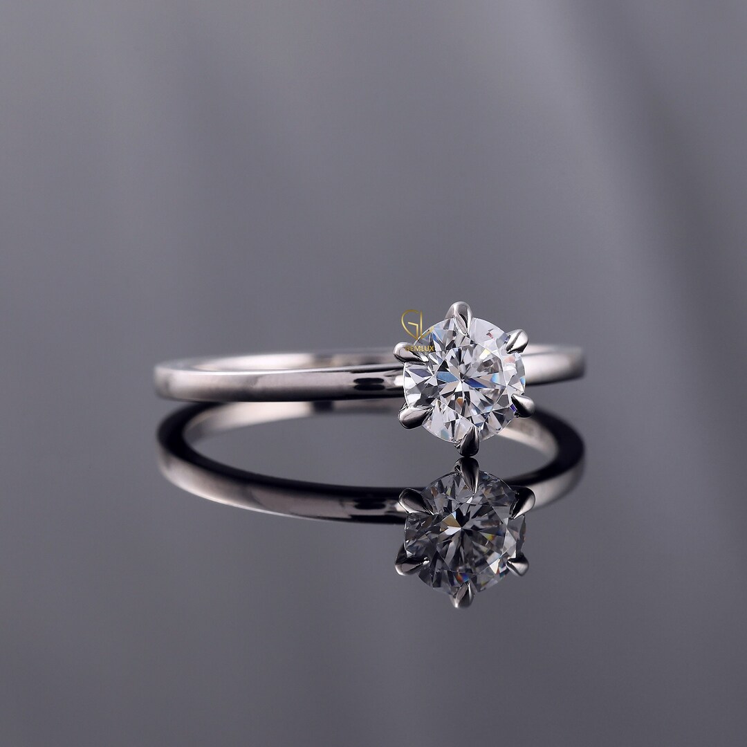 Minimalist Solitaire Ring, Thin Solitaire Ring, GIA Certified Natural ...