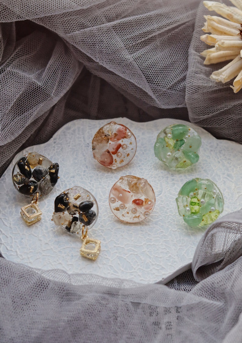 Colorful Stones Handmade Epoxy Resin Earrings Gifts for Her and Yourself The Romantic Universe