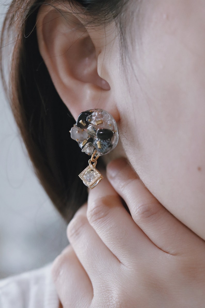 Colorful Stones Handmade Epoxy Resin Earrings Gifts for Her and Yourself The Romantic Universe