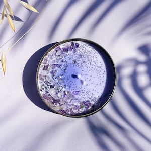 Like A Prayer Crystal Scented Candle |  Amethyst Soy Wax Candle | Ritual and Meditation Candle | Positive Energy | Calming Crystal Candle