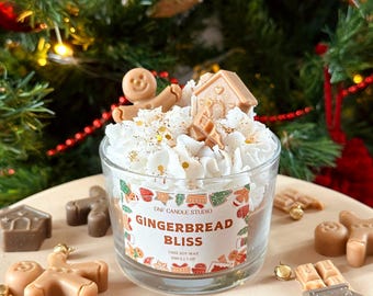 Gingerbread Bliss Dessert Scented Soy Candle | Christmas Decor | Holiday Home Decor | Christmas Gift | Gingerbread Cookie | Cozy Winter