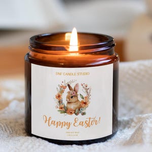 Happy Easter Scented Soy Vegan Candle | Easter Basket Gift Idea | Cute Bunny Easter Home Decor | Personalised Easter Gift | Easter Egg Decor