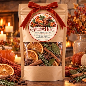 Fall Simmer Pot Kit | Orange Cinnamon Stovetop Potpourri | Cozy Autumn Home Fragrance | Botanical Fall Decor | Housewarming Gift