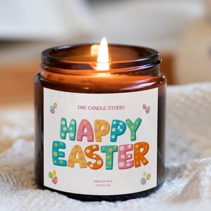 Handmade Happy Easter Candle | Scented Soy Wax Candle | Pastel Bunny Egg Design | Easter Gift For Her | Easter Basket Filler | Spring Decor