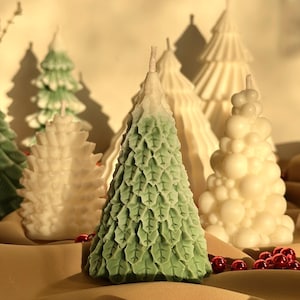 Snowy Christmas Tree Scented Soy Candle | Christmas Pillar | Christmas Decor | Christmas Gift | Holiday Candle | Xmas Pine Tree | Cozy Home