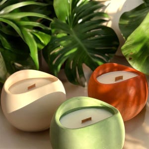 Decorative Concrete Candle | Scented Soy Wax Candles | Wooden Wick Candle Gift Set | Mother&#39;s Day Gifts | Handmade Aesthetic Home Decor Gift