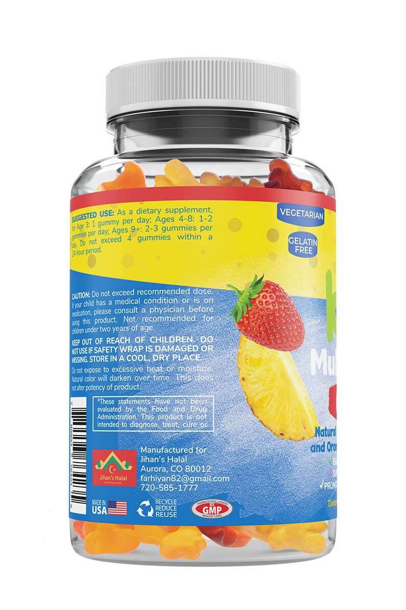 Kids Multivitamin Vegetarian Gummies Gelatin Free 60 day Etsy