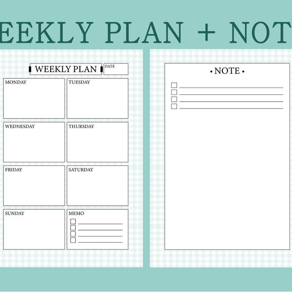 Set Check pattern Weekly planner + Note