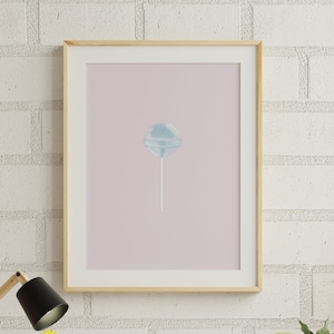 Mignon éclectique original LolliPop Digital Art Print Blueberry Flavor (Bleu sur Rose) Printable Wall Art Trendy
