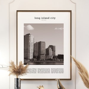 Long Island City (LIC) Queens (QNS) New York (NYC) Location City Home Art Digital Art Print Noir et blanc Printable Wall Art Trendy