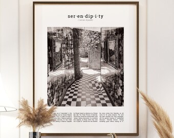 Serendipity *ART POEM SERIES* Digital Download Wordy Print Black and White, Serendipity Wall Art Poster Decor