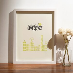 Manhattan New York City NYC Big Apple Location City Home Art Digital Art Print Yellow and Black Printable Wall Art Trendy | Pointillism
