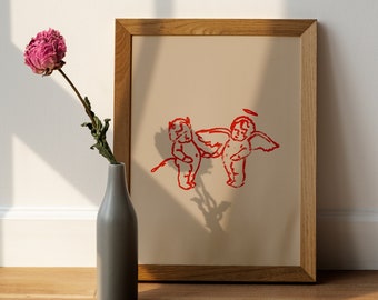 Angels and Angel Numbers Printable Wall Art &quot;ANGELS ALL AROUND&quot; Frenemies Angel and Devil Cherub for Angel Numbers