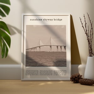 Sunshine Skyway Bridge *ART POEM SERIES* Digital Download Wordy Print Black and White, Florida Wall Art Poster Decor