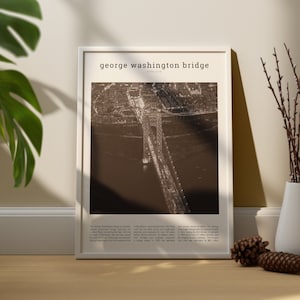 George Washington Bridge *ART POEM SERIES* Digital Download Wordy Print Black and White, New York City Wall Art Poster Decor