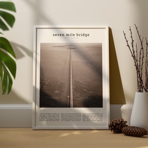 Seven Mile Bridge *ART POEM SERIES* Digital Download Wordy Print Black and White, Florida Keys Wall Art Poster Decor