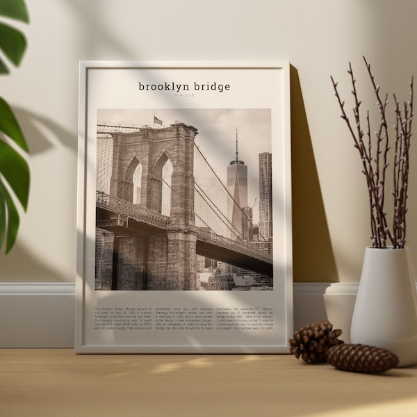 Brooklyn Bridge *ART POEM SERIES* Digital Download Wordy Print Black and White, Dumbo Brooklyn New York City Wall Art Poster Decor