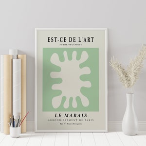 French Green Design Gradient &quot;Arrondissement - Le Marais&quot; Abstract Printable Wall Art