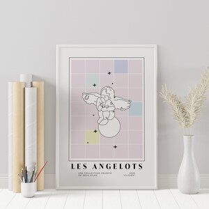 Trendy Danish Pastel Design Planet Klee Illustration &quot;Los Angelots&quot; Druckbare Wandkunst