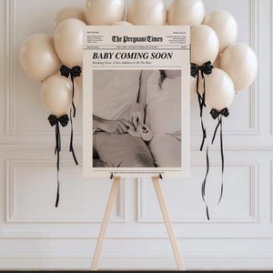 Cartel de anuncio de embarazo personalizado y moderno *Noticias de primera plana* Portada de revista digital Baby Shower *DISEÑO PERSONALIZADO* Letrero de bienvenida Tamaño A4