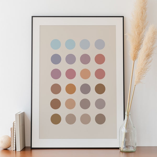 Multi Color Eclectic Dots Trendy Digital Art Print Beach Sunset Colors Printable Wall Art "Circle Story Collection"