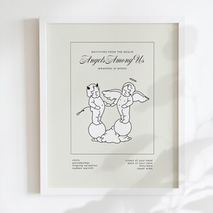 Angels Cherubs Printable Wall Art &quot;ANGELS AMONG US&quot; Frenemies Angel and Devil Cherub for Angel Numbers