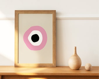 Trendy Wall Art *EVIL EYE SERIES* Digital Evil Eye Print -  Pink (original art)