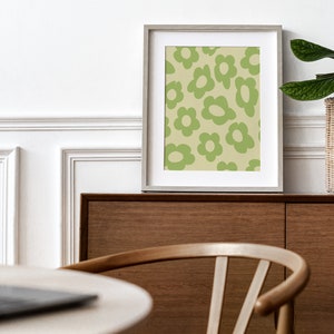 Warped Wavy Flower Decorative Digital Art Print Green and Yellow Printable Wall Art Trendy image 3