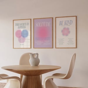 Set of 3 Daily Positive Thinking Aura Gradient Poster Set - Wall Art Print *DAILY AFFIRMATIONS SERIES* Digital Download
